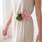Dual Fabric Flower Braided Wrap Waist Belt Adjustable Floral Statement Waist Jewelry 43.3in