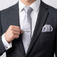 Men's Paisley Floral Tie Gift Set with Matching Pocket Square Cufflinks and Silver Tie Clip