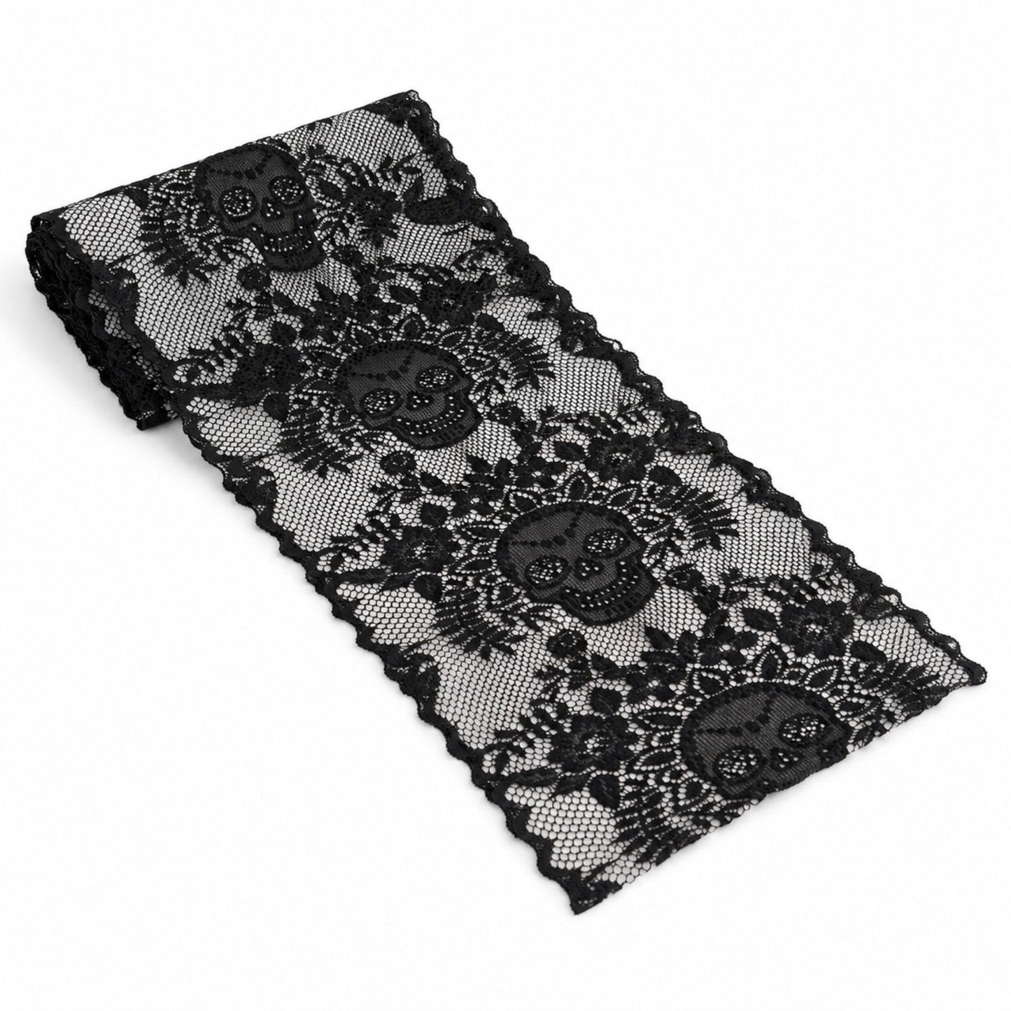 Halloween Black Lace Skull Cutout Table Runner
