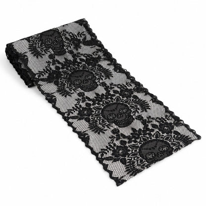 Halloween Black Lace Skull Cutout Table Runner