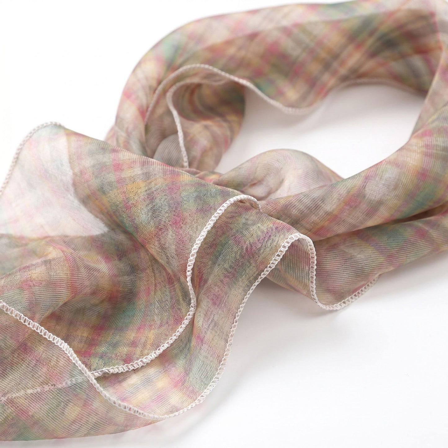 Lightweight Sheer Skinny Scarf with Marble Print and Finished Edge Detail