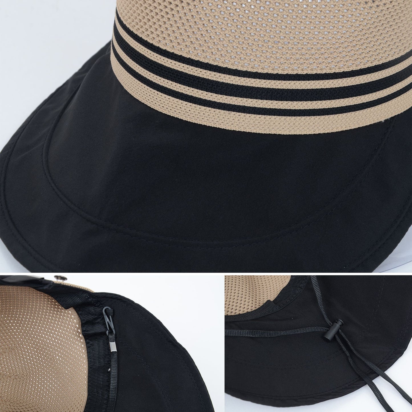 Breathable Mesh Sun Visor Cap with Ponytail Slot Adjustable Strap and Wide Brim for Outdoor Hiking and Summer Travel