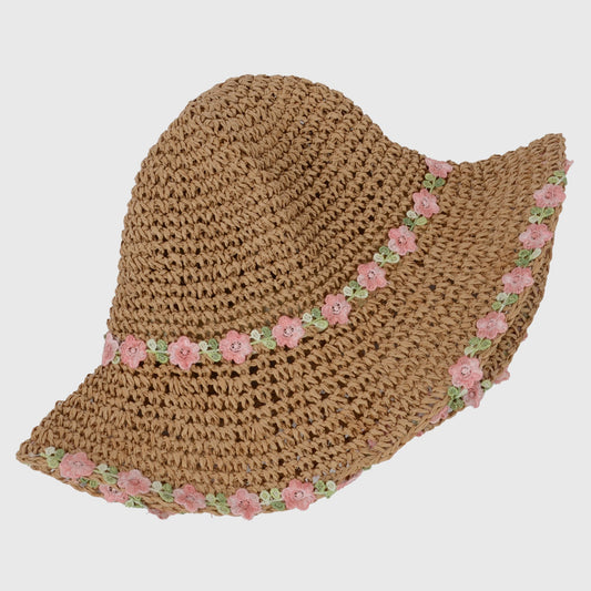 Women's Flower Embellishments Sun Hats Charming Crocheted Straw