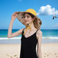 Wide Brim Sun Hat with Ponytail Hole Neck Tie Closure and Patterned Lining for UV Protection and Outdoor Style