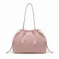 Nylon Drawstring Shoulder Tote Bag with Soft Slouchy Silhouette and Long Carry Straps