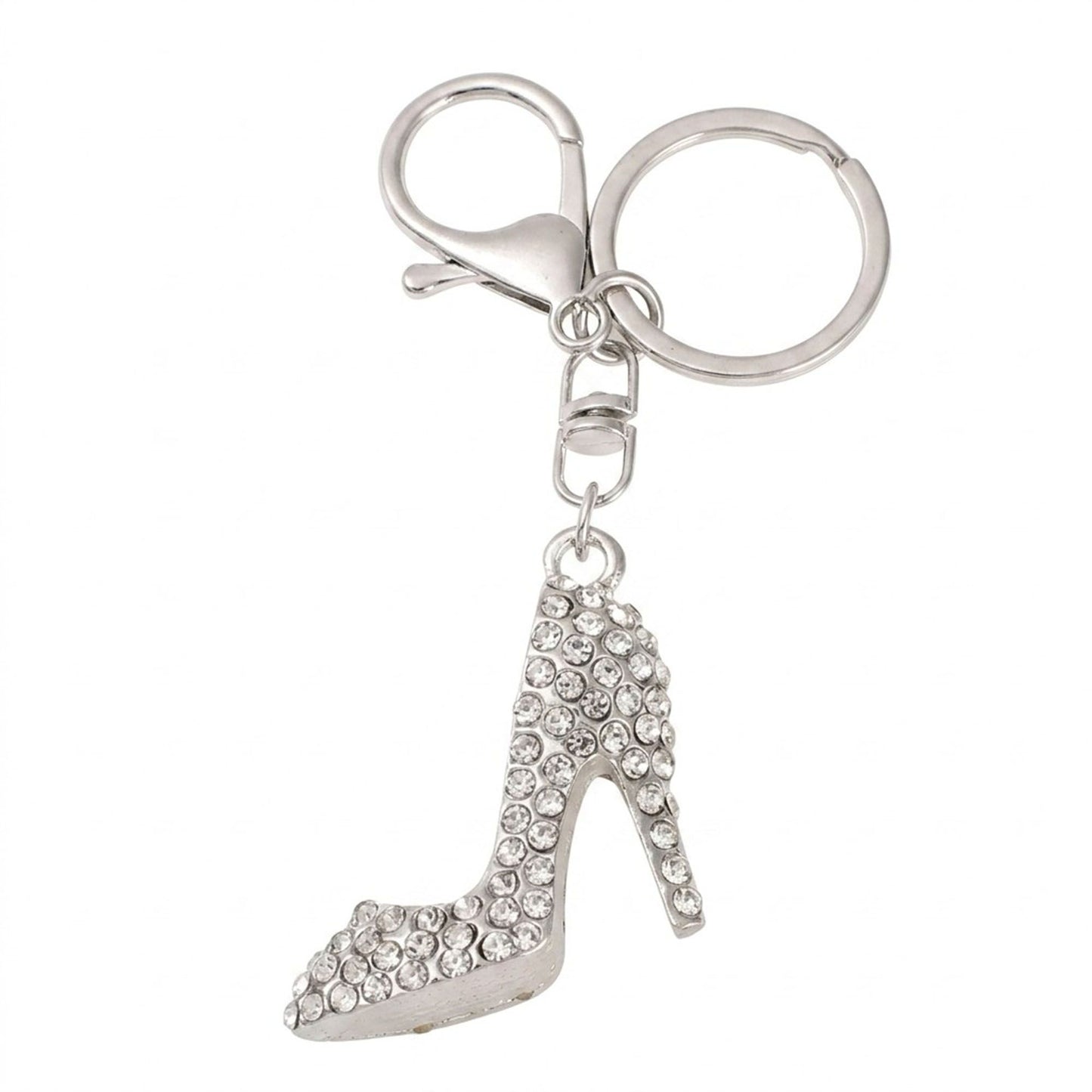 2pc High Heel Rhinestone Keychain Bag Charm with Lobster Clasp and Key Ring