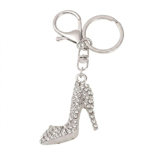2pc High Heel Rhinestone Keychain Bag Charm with Lobster Clasp and Key Ring