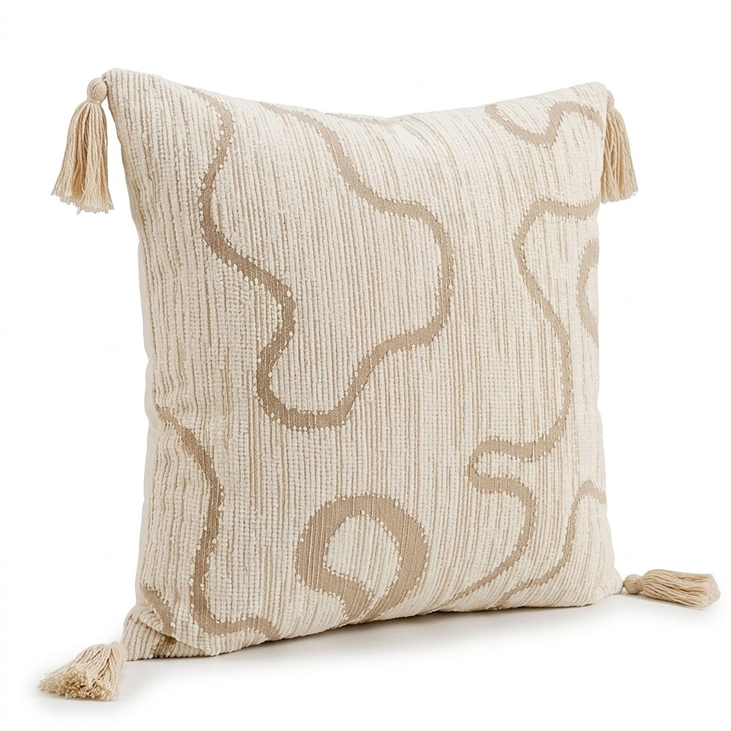 Boho Neutral Textured Accent Throw Pillow Cover