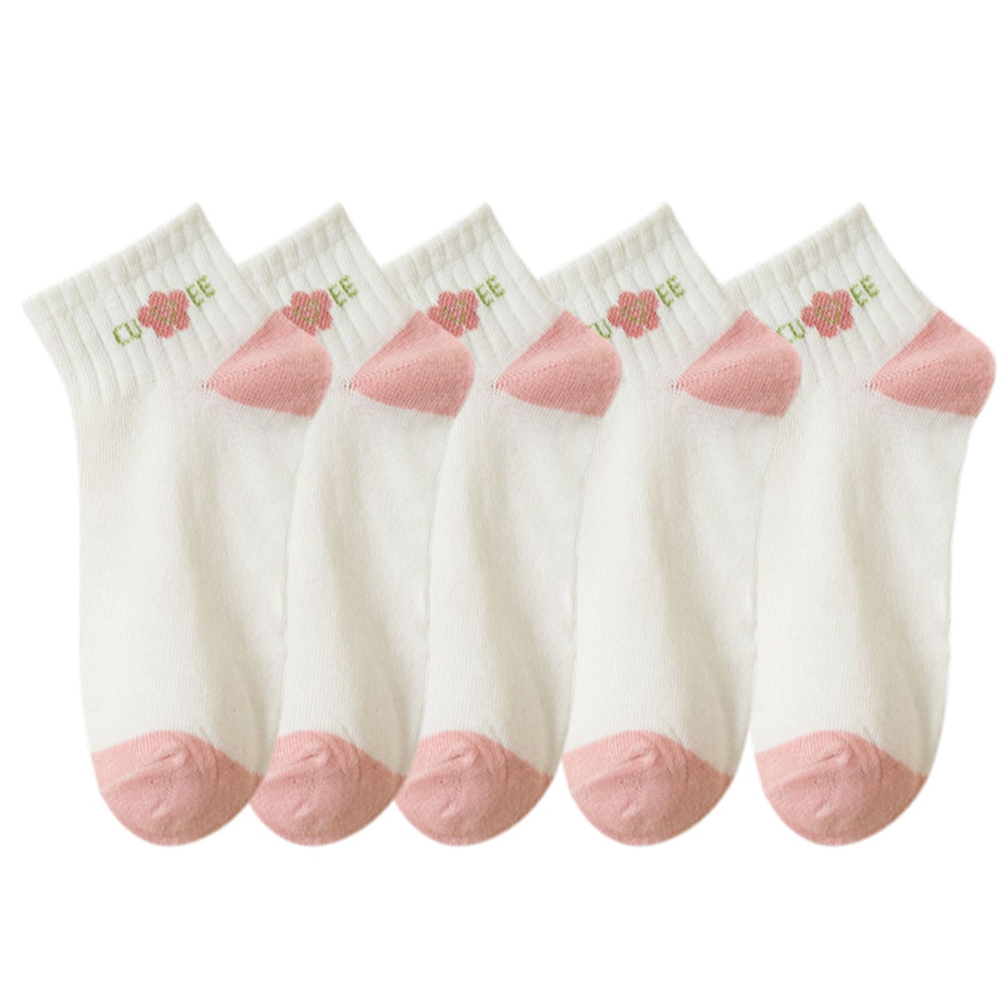 5 Pairs Women's Low Cut Ankle Socks with Polka Dot and Stripe Patterns Soft Cotton Anti-Pilling Casual Everyday Style