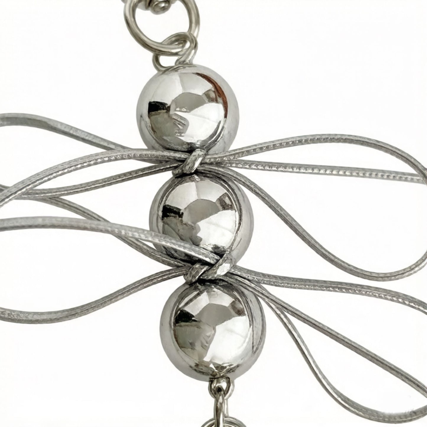 2 Pack Heart Charm Keychain with Bow Accent Bead Detail Clip and Key Ring Bag Accessory