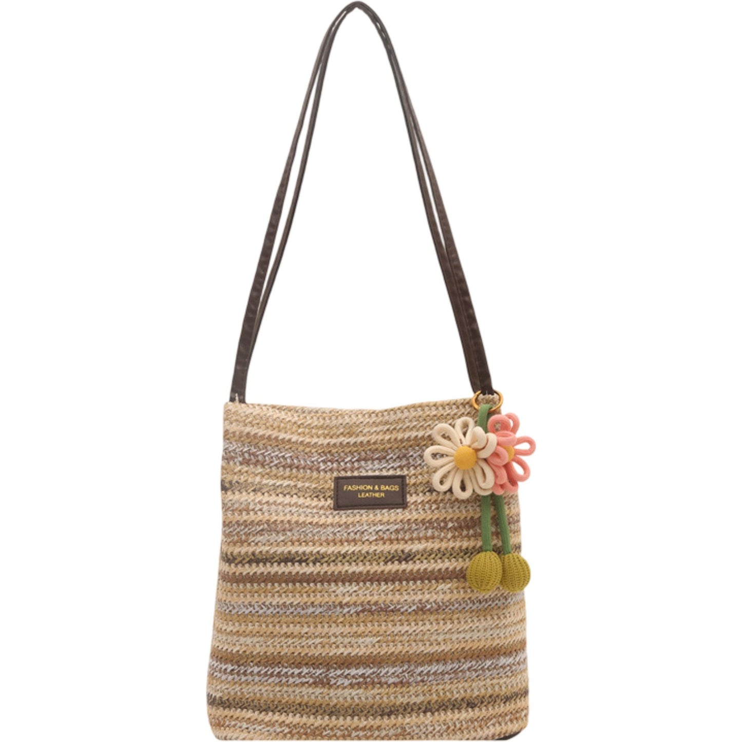 Woven Polyester Tote Bag with Magnetic Closure and Long Shoulder Straps