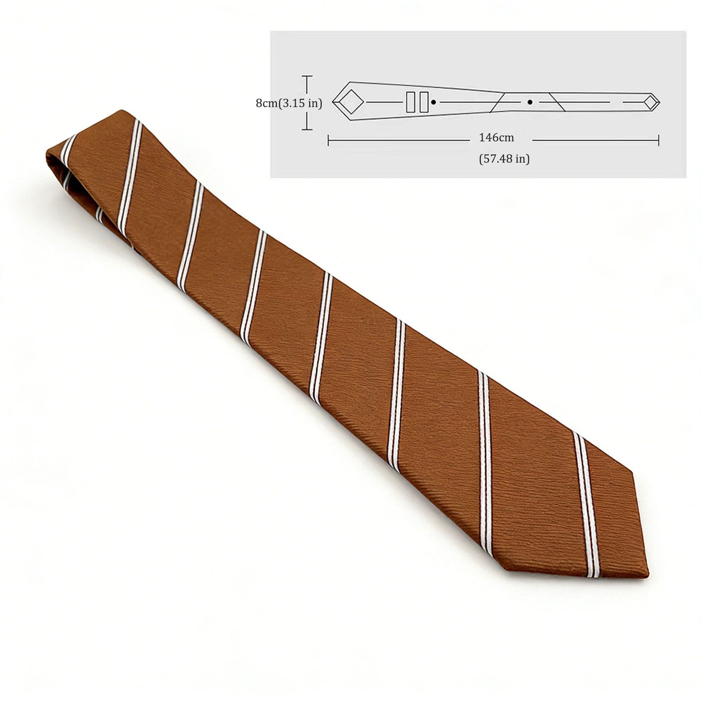 Men's Polyester Filament Tie with White Diagonal Stripes - Formal/Casual Necktie for Business, Weddings & Daily Wear