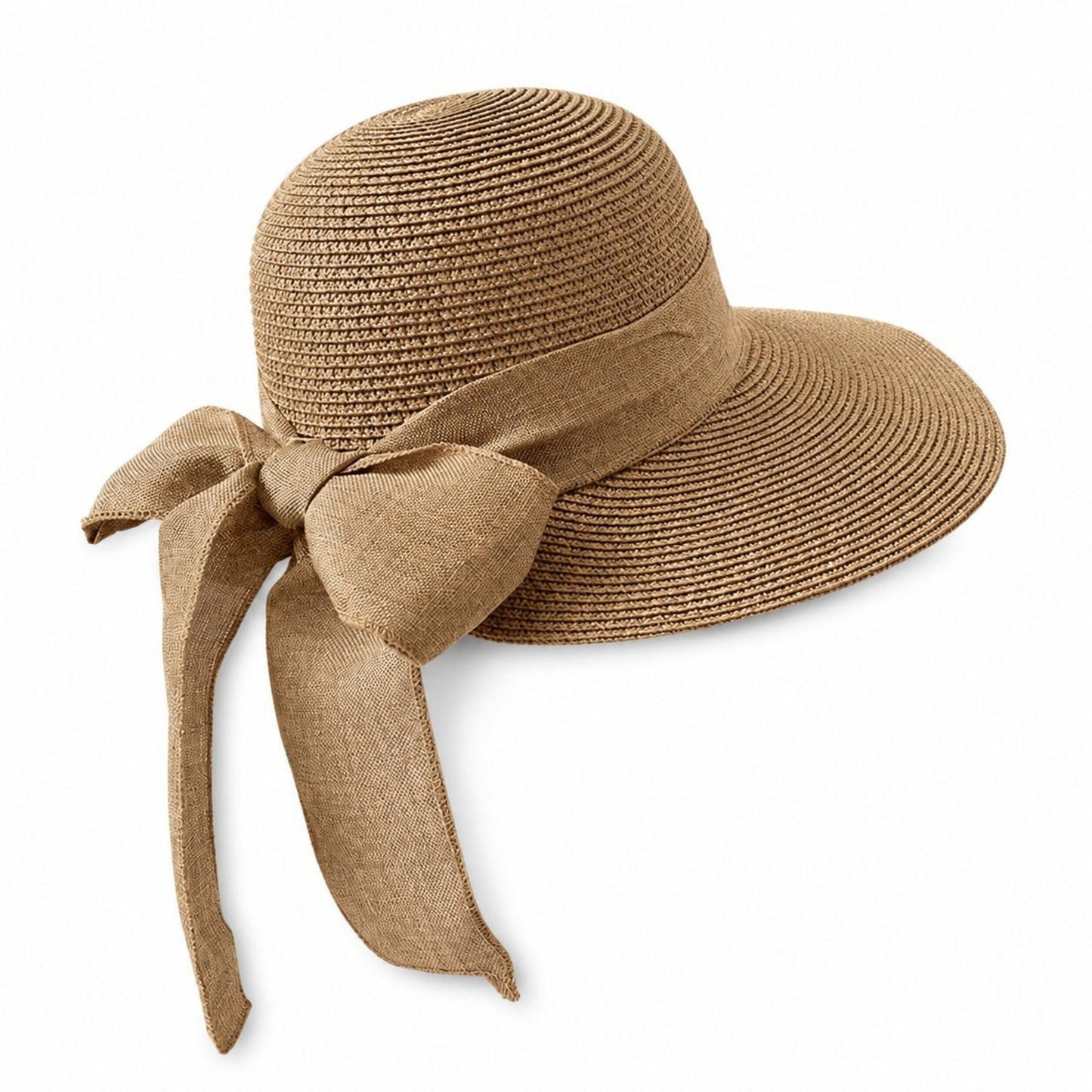 Summer Sun Hat for Women - Wide Brim Straw Hat with Elegant Bow Detail
