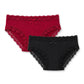 2 Pack Ribbed Floral Lace Bikini Underwear