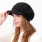 Cable Knit Brim Beanie Faux Fur Lined Warm Winter Hat