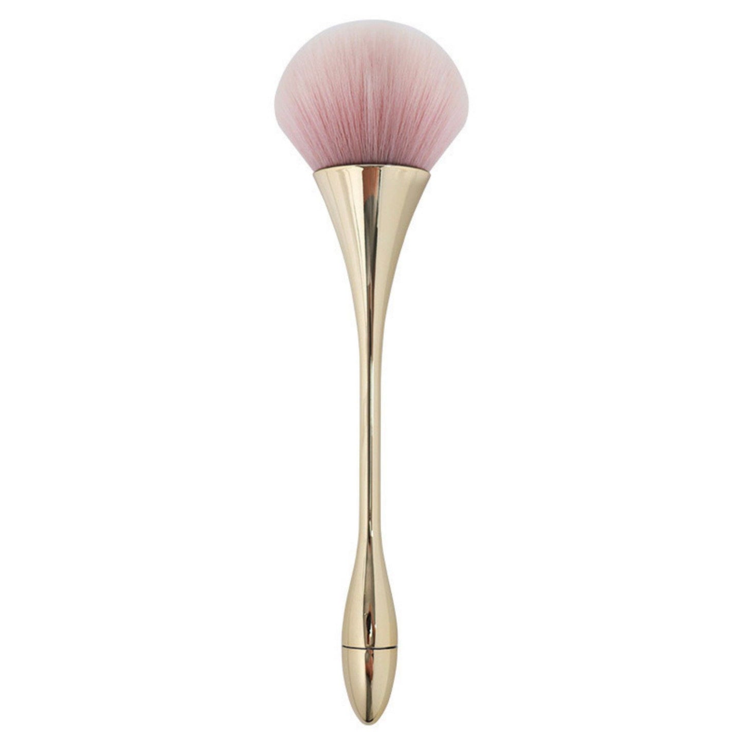2 Piece Powder Makeup Brush Set with Soft Synthetic Bristles and Metallic Handle for Face Makeup