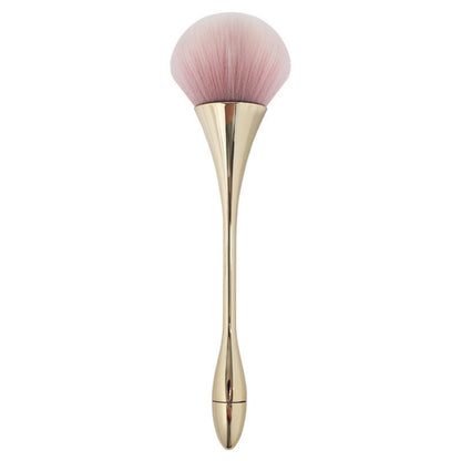 2 Piece Powder Makeup Brush Set with Soft Synthetic Bristles and Metallic Handle for Face Makeup