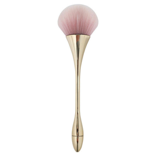 2 Piece Powder Makeup Brush Set with Soft Synthetic Bristles and Metallic Handle for Face Makeup