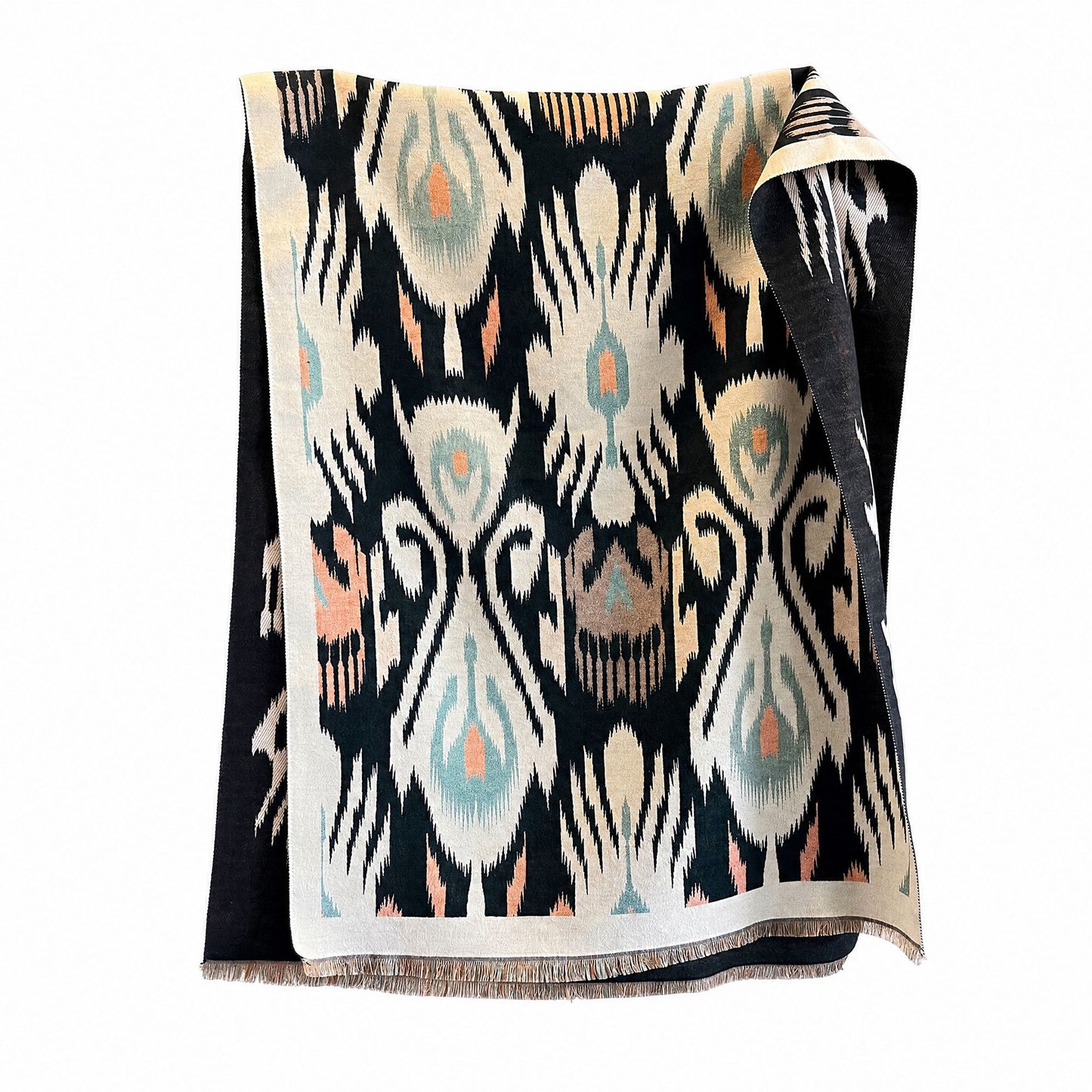 Abstract Geometric Print Oversized Scarf Wrap with Fringe 70.8*25.6 Inches
