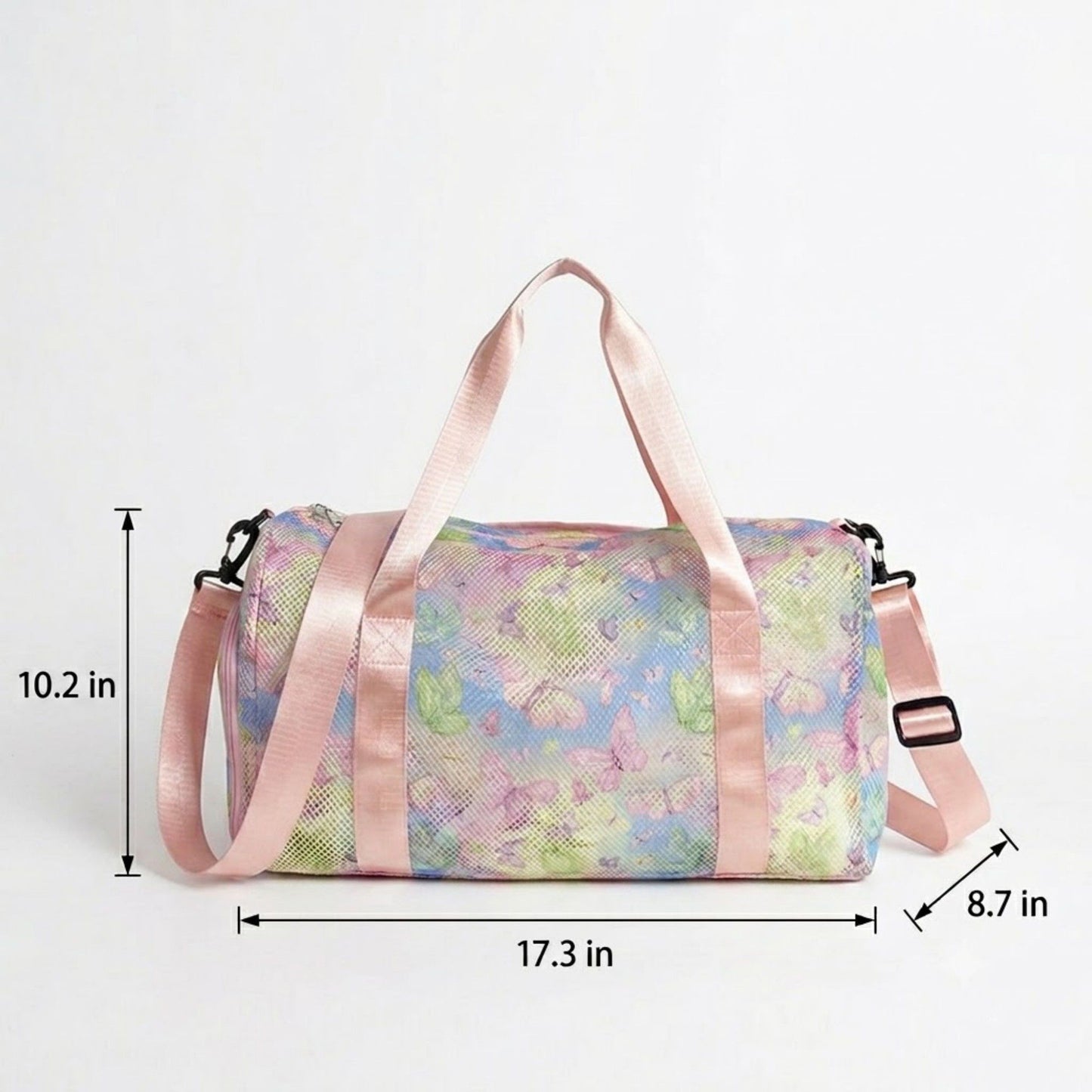 Mesh Duffel Bag with Top Handles Adjustable Shoulder Strap Lightweight Gym Travel Weekender Tote