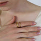 Women's Titanium Steel Double Loop Ring - Durable Hypoallergenic Statement Ring for Daily Wear