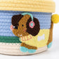 Animal Applique Woven Rope Storage Basket Lid Decorative Organizer Bin