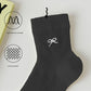 Ribbed Ankle Socks with Bow Embroidery 5Pk