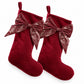 2 Pack 18 Inch Christmas Stockings with Oversized Bow Hanging Loop Holiday Mantel Decor
