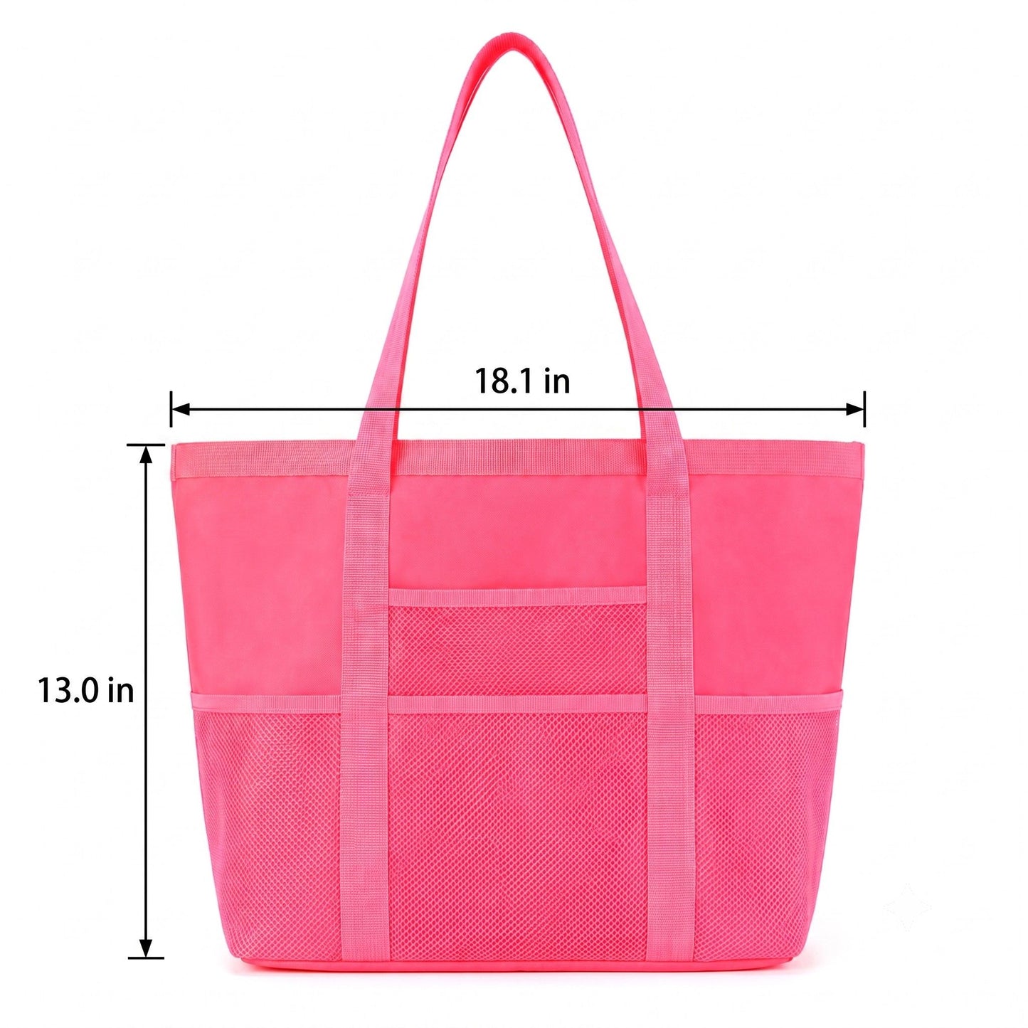 Large Mesh Beach Tote Bag with Exterior Pockets and Shoulder Handles