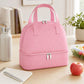 Double Compartment Insulated Lunch Bag with Top Handle and Zipper Closure