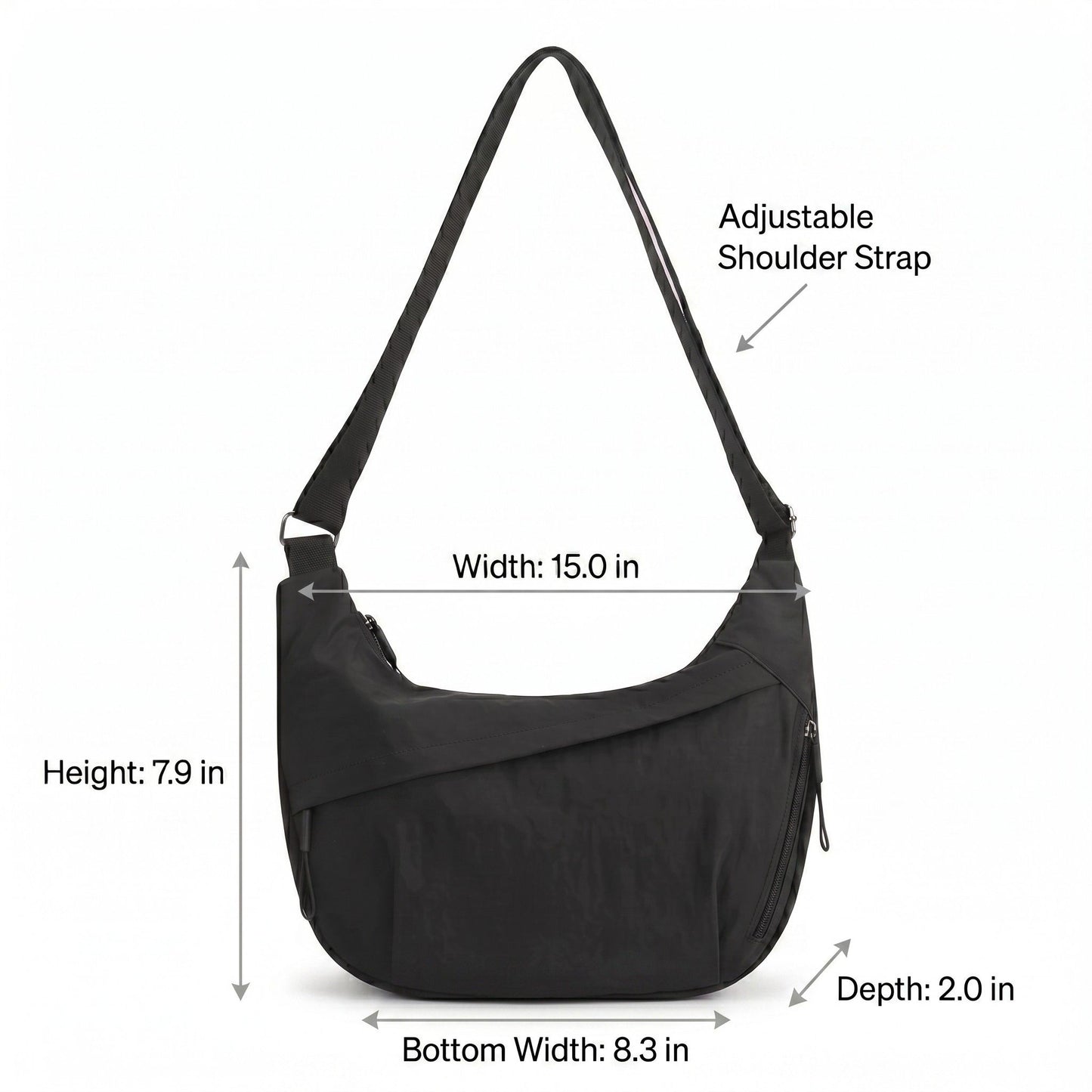 Nylon Crossbody Bag with Adjustable Strap Lightweight Shoulder Sling Bag with Zip Pockets