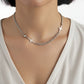 Women's Star Accent Chain Necklace with Dual Texture Bead and Link Design