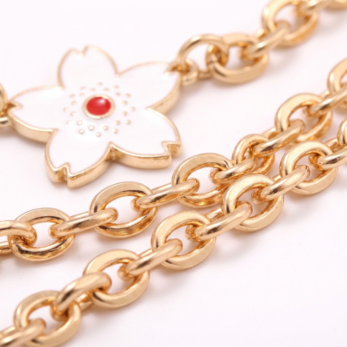 Decorative Floral Chain Bag Strap with Swivel Clasps
