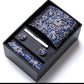Men's Paisley Pattern Tie Gift Set with Matching Pocket Square Cufflinks and Silver Tie Clip
