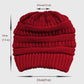 Ponytail Beanie Hats - Acrylic Knit Stretchable Messy Bun Skull Cap for Winter & Casual Wear