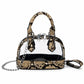 Clear PVC Mini Crossbody Satchel Bag with Print Trim and Chain Strap
