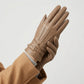 Faux Leather Winter Gloves with Crisscross Wrist Strap and Full Finger Design 9.4 x 3.3in