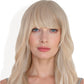 Long White Blonde Synthetic Wig with Bangs Natural Long Wavy Cosplay Wigs Daily Use