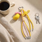 Braided Cord Bag Charm with Bow and Heart Clip