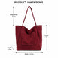 Large Faux Suede Tote Bag with Front Pocket and Double Shoulder Handles