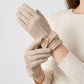 Bow Detail Full Finger Gloves with Soft Textured Finish