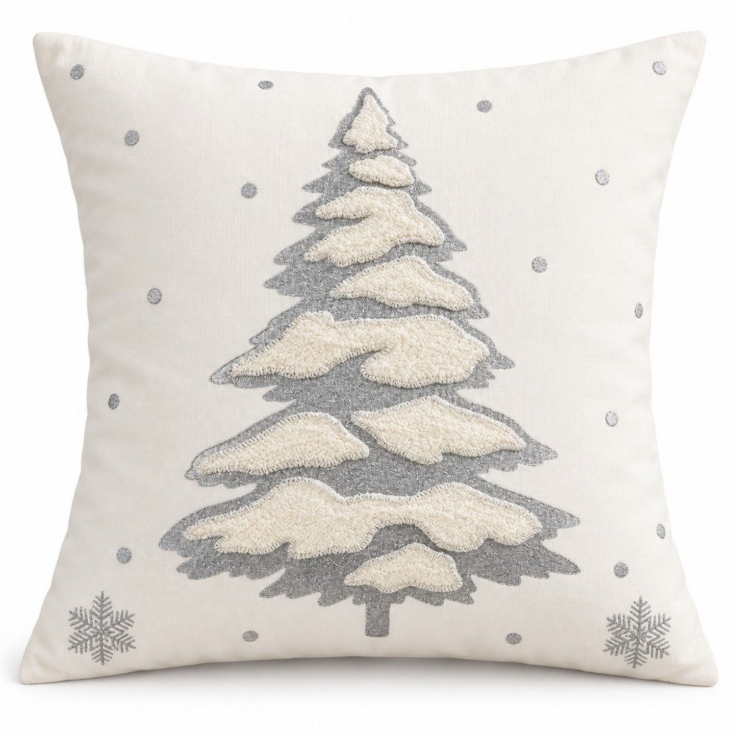 Christmas Tree Embroidered Decorative Throw Pillow Cover (Single Piece)
