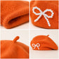 Pearl Bow Embellished Knit Wool Beret