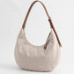 Canvas Crescent Shoulder Bag with Adjustable Faux Leather Strap and Top Zipper 16x10x1.5in