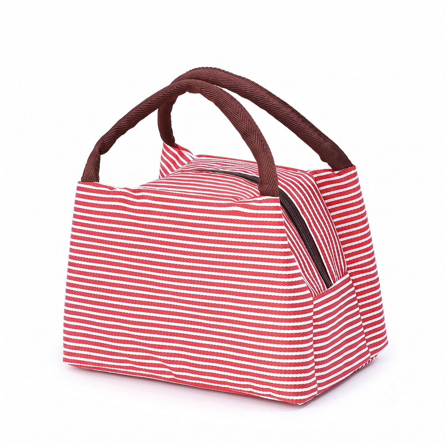 Insulated Striped Lunch Bag Reusable Soft Cooler Tote for Work School Picnic
