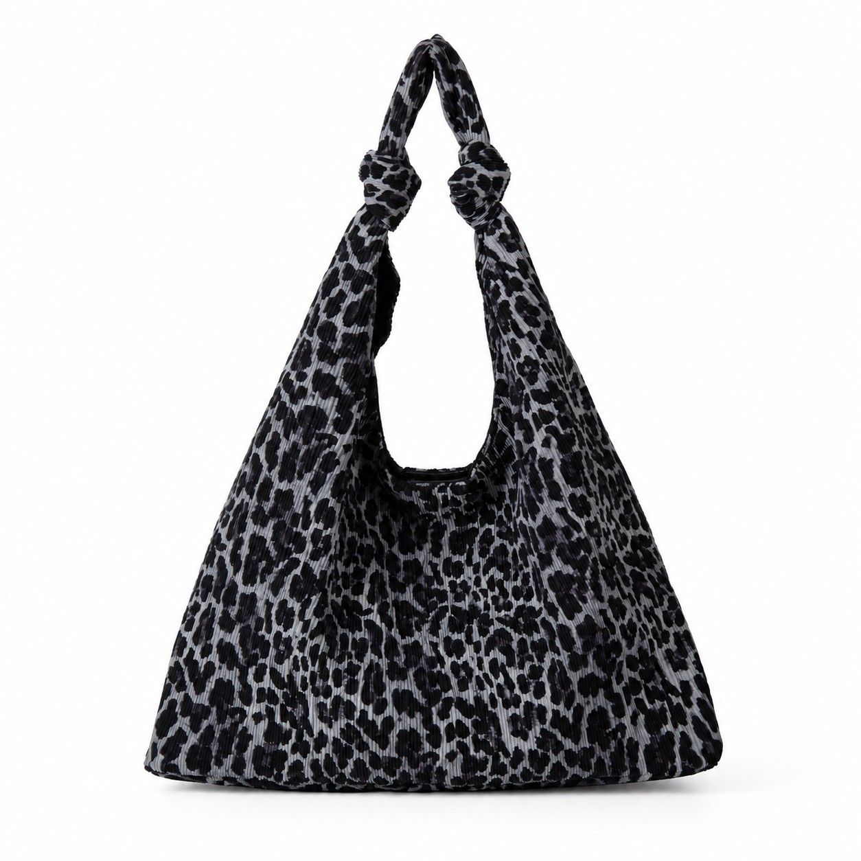 Large Suede Look Hobo Shoulder Bag with Knotted Strap and Magnetic Closure