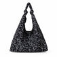 Large Suede Look Hobo Shoulder Bag with Knotted Strap and Magnetic Closure