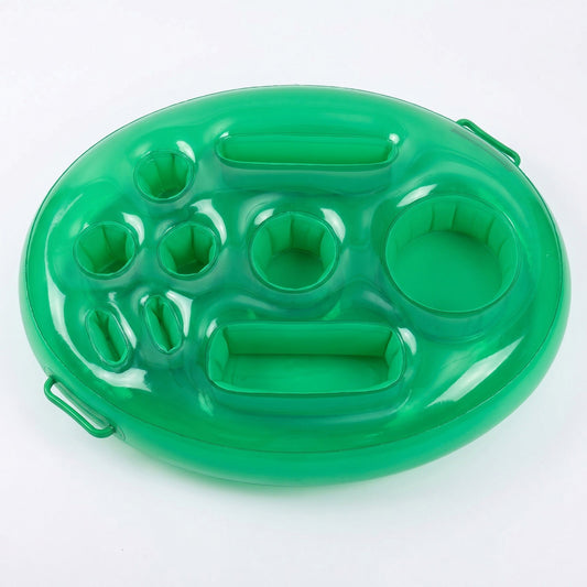 Green Inflatable Pool Serving Float with Cup Holders and Snack Trays