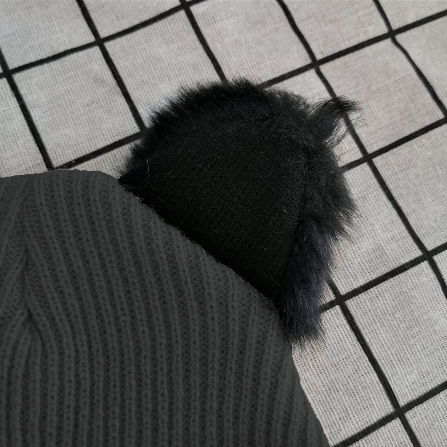 Cat Ear Knit Beanie - Faux Fur Ears with Valentine Heart Whisker Embroidery for Cute Casual Winter Wear