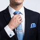 Men's Jacquard Woven Tie Set with Pocket Square Cufflinks and Tie Clip